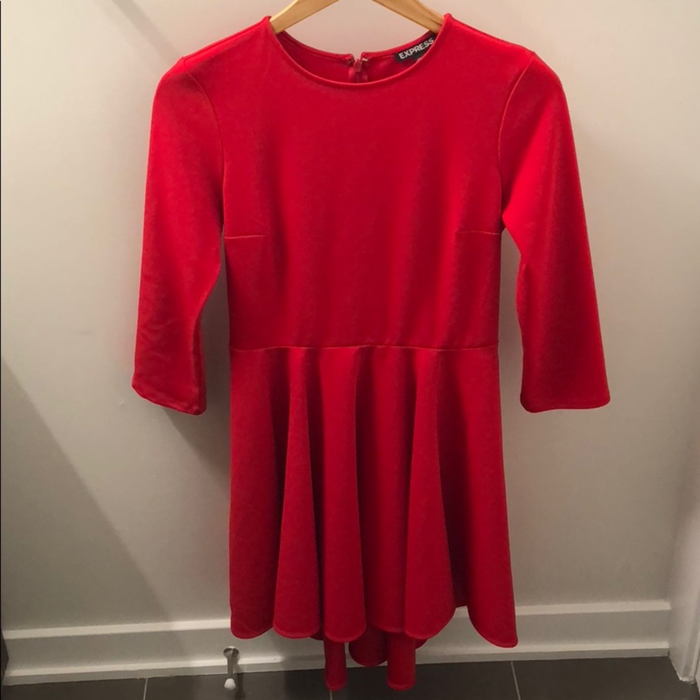 Worn once! Red three quarter sleeve formal dress